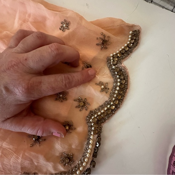 RAGA Orange Stargazing Embellished Beaded Pearl Jeweled Scalloped Hem Dress XS - Picture 14 of 16